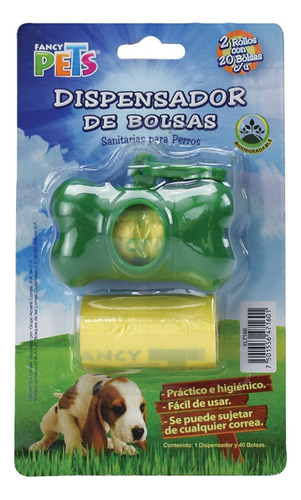 Dispensador De Bolsas Para Heces Huesito Con 30 Rollos