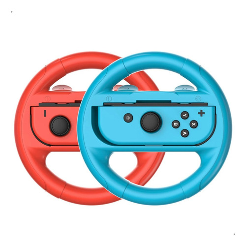 2 Volantes Direção Controle Grip Para Nintendo Switch Oled Cor 1 Azul / 1 Vermelho