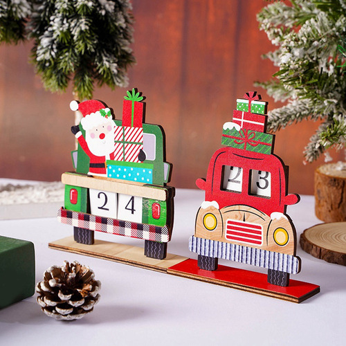A Adornos De Escritorio De Papá Noel Con Calendario De