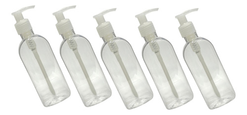Envase Dosificador Pump Plastico Pet 250 Ml X 5 U Tapa Transparente