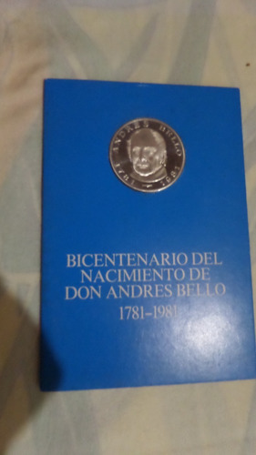 Imagen 1 de 4 de Moneda De Plata De Colección Andrés Bello Bcv