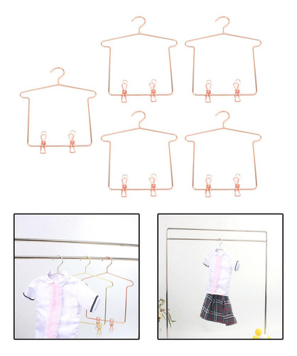 Perchero De Metal Para Vestido De 5 Piezas, Rosa Dorado
