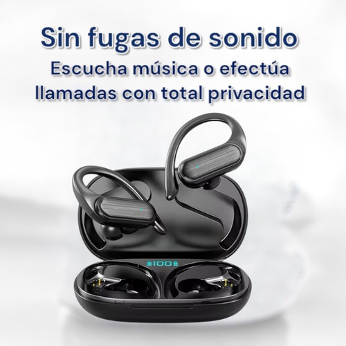 Auriculares Inalámbricos Bluetooth Deportivos Con Gancho Negro