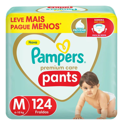 Fralda Pampers Premium Care Pants Tamanho M 124 Unidades