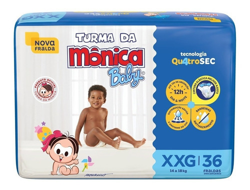 Fralda Descartável Turma Da Mônica Baby P, M, G, Xg, Xxg Tamanho XXG