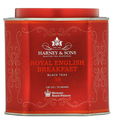 Harney & Sons, Desayuno Inglés Real, 30 Bolsitas, 2.67 Oz (75 G)
