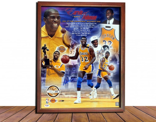 Cuadro Decorativo Magic Johnson Hall Of Fame Poster Firmado