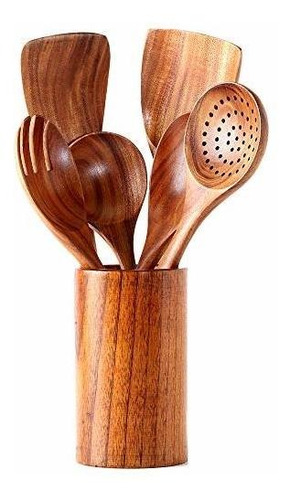 Juego De Utensilios De Cocina, Cucharas De Madera Nayahose P