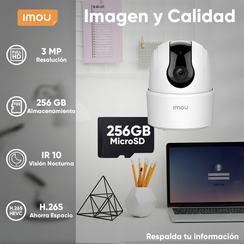 Imou Cámara Ip Domo Ranger Modelo Ta32cn-l-plus-256 3 Mp Wi-fi Con Micro Sd De 256 Gb Autotracking Y Modo Privacidad Cámara Ta32cn-l Con Audio Bidireccional