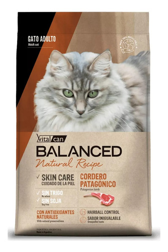 Vitalcan Balanced natural recipe cordero patagonico para gato adulto 3kg