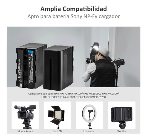 2 Kit Cargador Y Batería De Cámara Para Sony Np-f960/np-f970