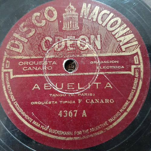 Pasta Orquesta Tipica F Canaro Nacional Odeon Ww C203