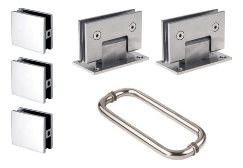 Kit Para Puerta 2 Bisagra Muro Vidrio 3 Clips 1 Jaladera C30