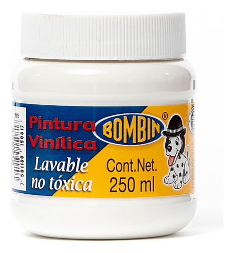 Pintura Vinilica Escolar Bombin 250ml Lavable Color Escoger Color Blanco