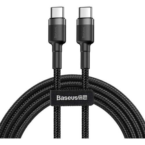 Cable Baseus Turbo Type-C de doble cápsula, 60 W, AC 3.0, 1 m, color negro