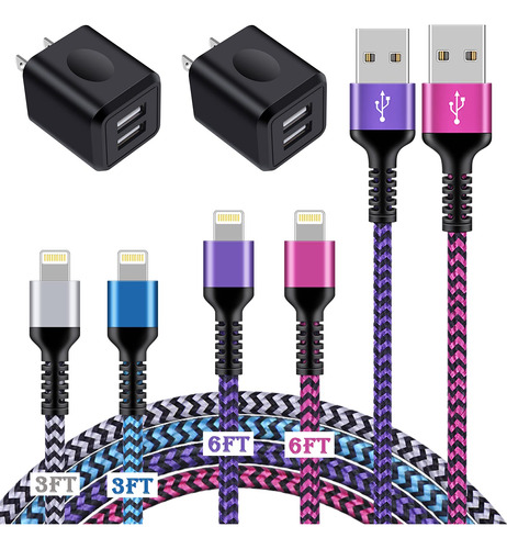 Cargador Para iPhone [4+2], Cable Usb De Carga Rapida, Cable