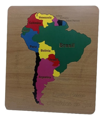 Quebra Cabeça Educativo Mapa America Do Sul Mdf