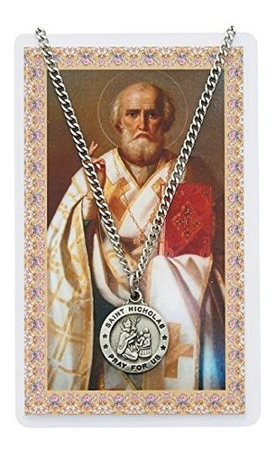 Tarjeta De Oración San Nicolás Con Medalla Colgantecatólica.