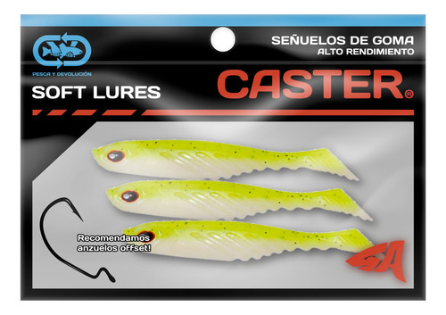 Imagen 2 de 3 de Señuelos Goma Caster Antienganche Soft Minnow Amarillo 3u