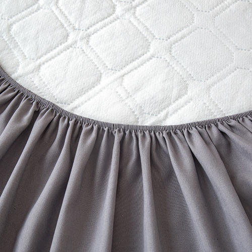 Cubre Colchon Impermeable 3 Capas Funda Almohada Matrimonial Color Gris Diseño De La Tela Liso