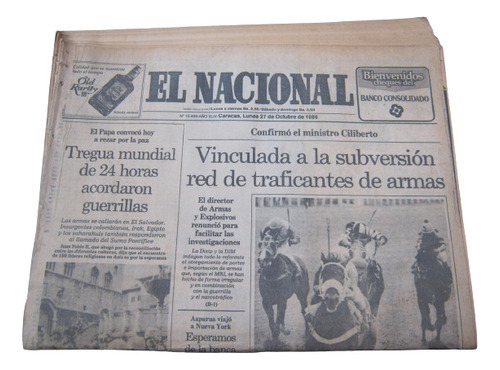 Periodico El Nacional Lunes 27 De Octubre 1986 Original