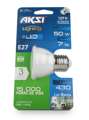 Foco Led Mr16 7w Luz Blanca - 127v/e27 115490  Ferre Fast