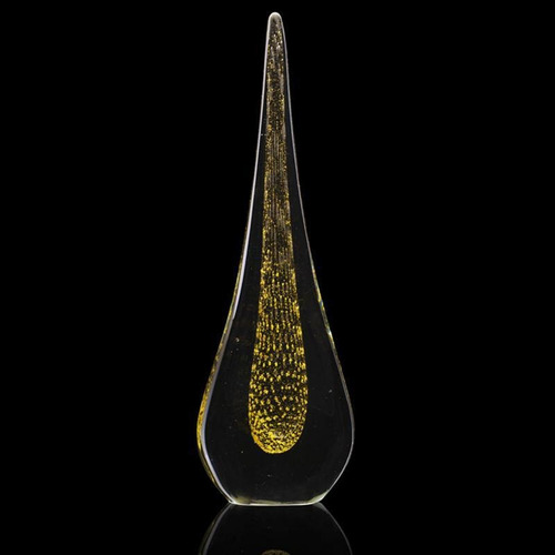 Escultura Gota Cristal Murano Po Ouro 24k 50x16cm 12x