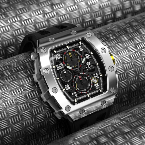 Reloj Tsar Bomba Hombre Lujo Tonneau Cronógrafo Impermeable