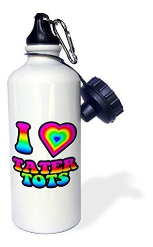 3drose Groovy Hippie Rainbow I Heart Love Tater Tots-botella