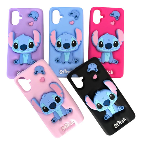 Funda Silicón Con Pop De Stitch Para Moto G04 G24 E14 G04s Rosa Claro