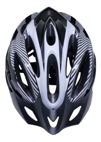 Imagem 5 de 7 de Capacete Com Sinalizador De Led Ciclismo Bike Preto - Branco