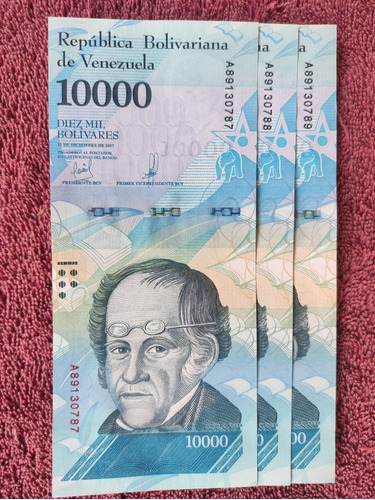 Billetes De 10.000 Bolívar Seriales Consecutivos Colección