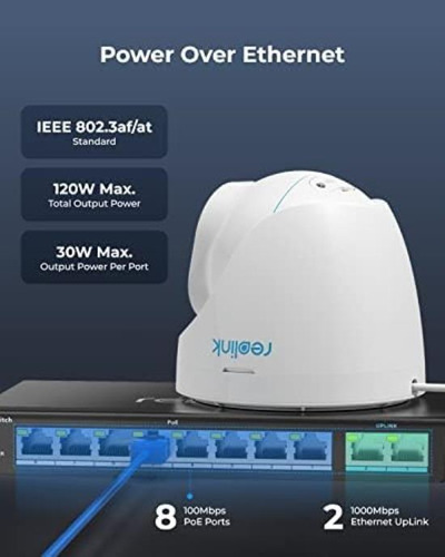 Switch Reolink Poe Com 8 Portas Poe, 2 Portas Gigabit Uplin