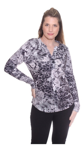Imagen 10 de 10 de Remera Manga Larga De Mujer Tipo Chomba Art 3106