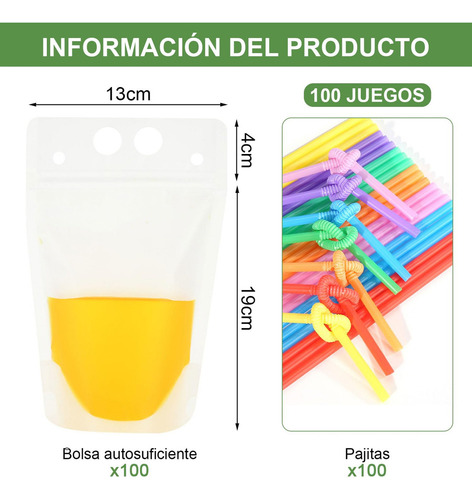 Ff 100 Bolsas De Bebida Con Pajita, Bolsas De Bebida,