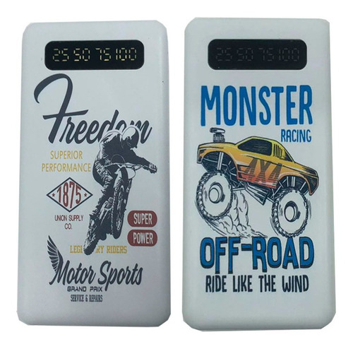 Imagen 3 de 5 de Power Bank 10000mah Reales Con Display Y Linterna Diseños