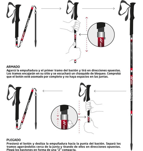 Imagen 8 de 10 de Bastones Running Plegables Weis Carbon 3 Tramos Trekking