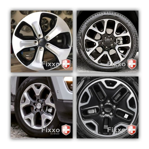 Imagem 4 de 6 de Kit 4 Calota Tampa De Roda Jeep Renegade Compass Preto Fosco