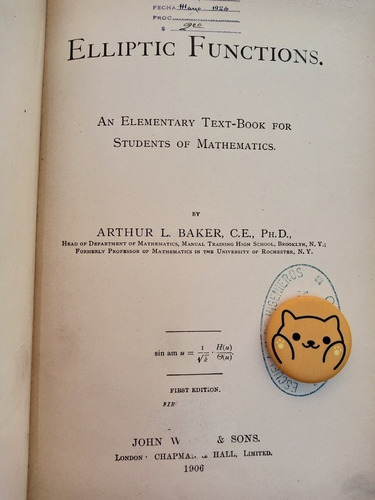 Libro Elliptic Functions Arthur Latham Baker 115g8