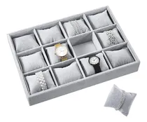 Comprar Banna Estuche Alhajero Organizador De Relojes Y Joyas 12 Espacios, 12 Paletas De Relojes Apilables, Pulsera, Estante De Exhibición De Relojes, Almohadas Ajustables