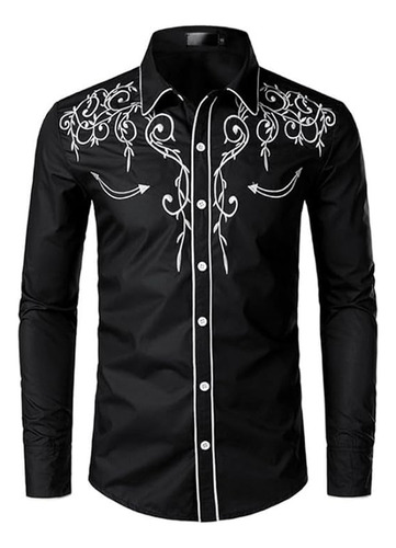 Camisa Vaquera Western Bordada De Manga Larga Para Hombre