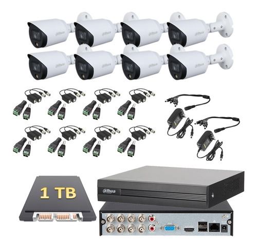 Kit 8 Cámaras Dahua 2 Mp 1 Tb Audio Fullcolor Baluns