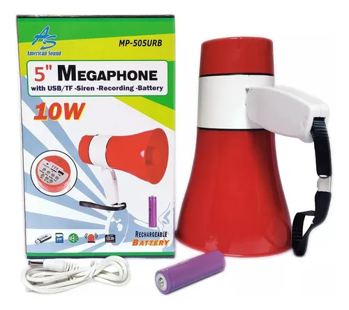 Megáfono Recargable 10w Con Usb/tf Y Sirena Mp-505urb