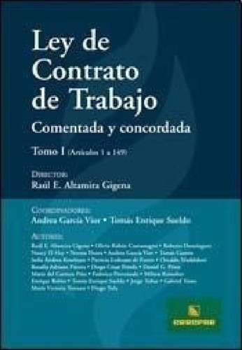 Libro Ley De Contrato De Trabajoentada Y Concordada ( 2 