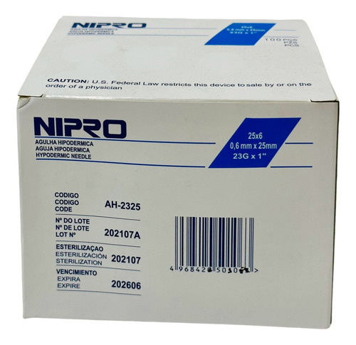 Aguja Hipodermica 23g X 1  Nipro Caja/100 Pzs