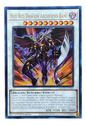 Carta Anime Yugioh Hot Red Dragon Archfiend Bane Konami