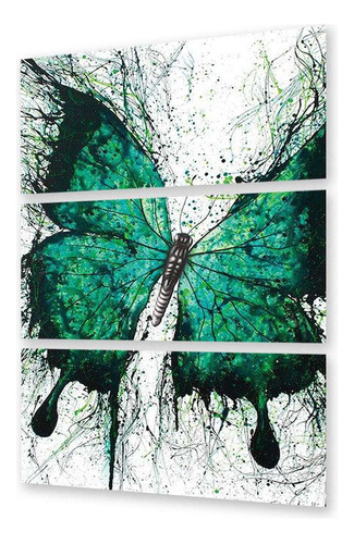 Cuadro Trip 40x60 Animal Mariposa Verde Watercolor Lapiz