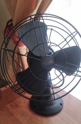 Hermoso Ventilador Antiguo Hitachi Ac Desk Fan De Fierro.