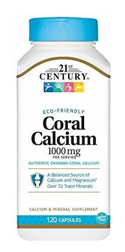 Cápsulas De Calcio 21st Century De Coral, 1.000 Mg, 120 Cuen