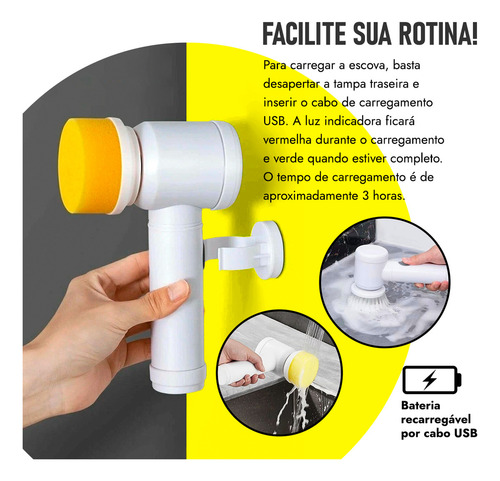 Escova De Limpeza Elétrica Multifuncional Giratória 5 Em 1
